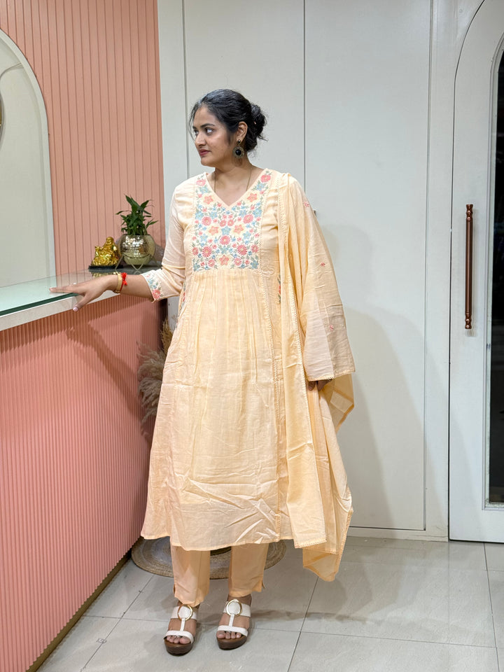 Pure Mul Cotton with Embroidery Work (Cotton Lining)  | R168