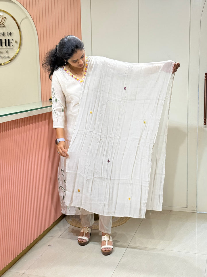 Mul Chanderi Collection with Hand Brush paint and Embroidery work (Cotton Lining) | R206