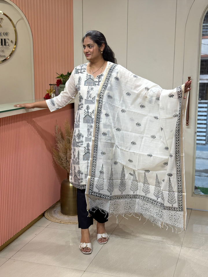Linen Silk Collection with cotton Lining (Full Length Dupatta)| R181