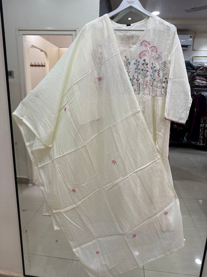 Pure Mul Cotton with Embroidery Work (Cotton Lining)  | R168