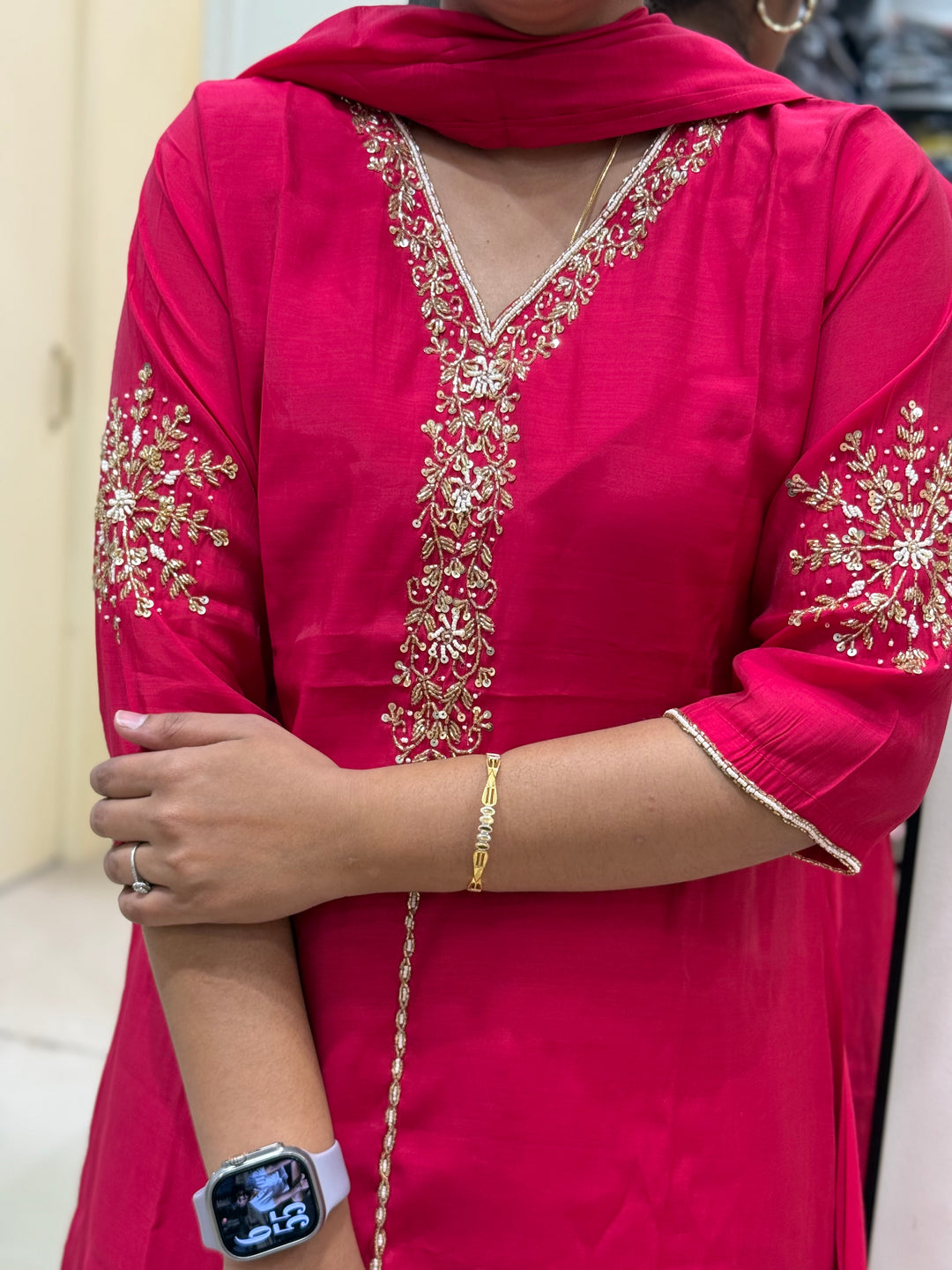 S Mul Chanderi 3 Pc Kurta Set RESTOCK| Semi Party Wear | R138