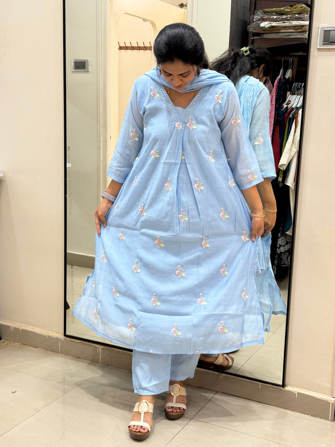 Premium Mul Chanderi with Embroidery work | R179