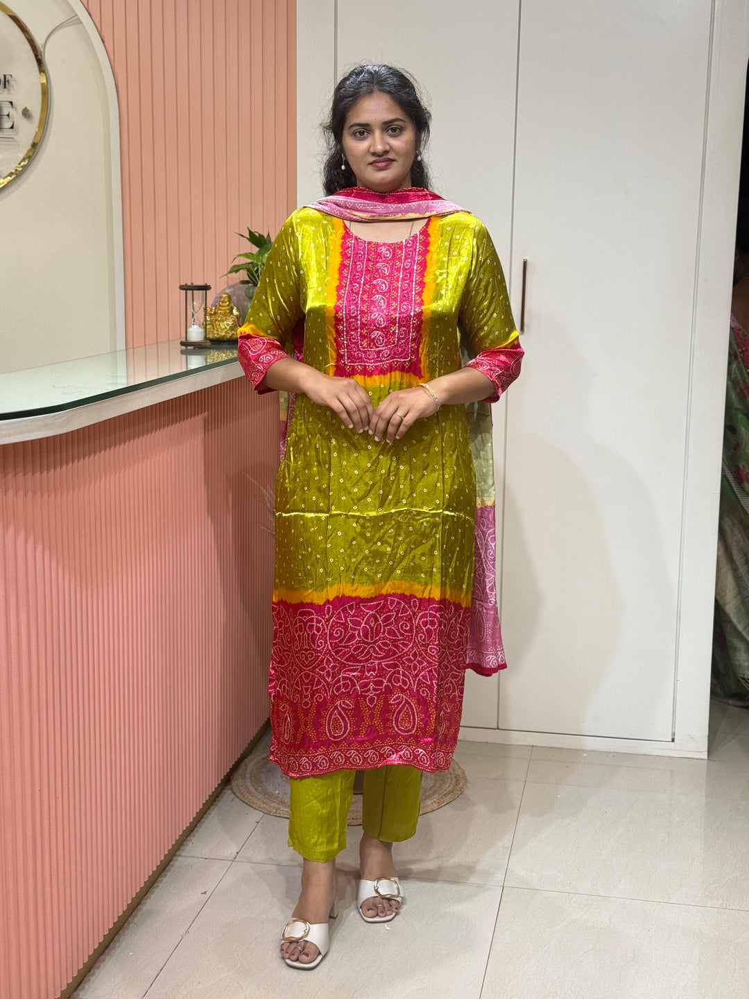 Gaji Satin Collection with Bandini print ( Dupatta Gaji Satin ) | R227