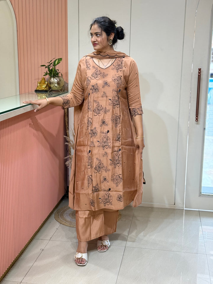 Mul Chanderi with Embroidery Work (Cotton Lining) | R138