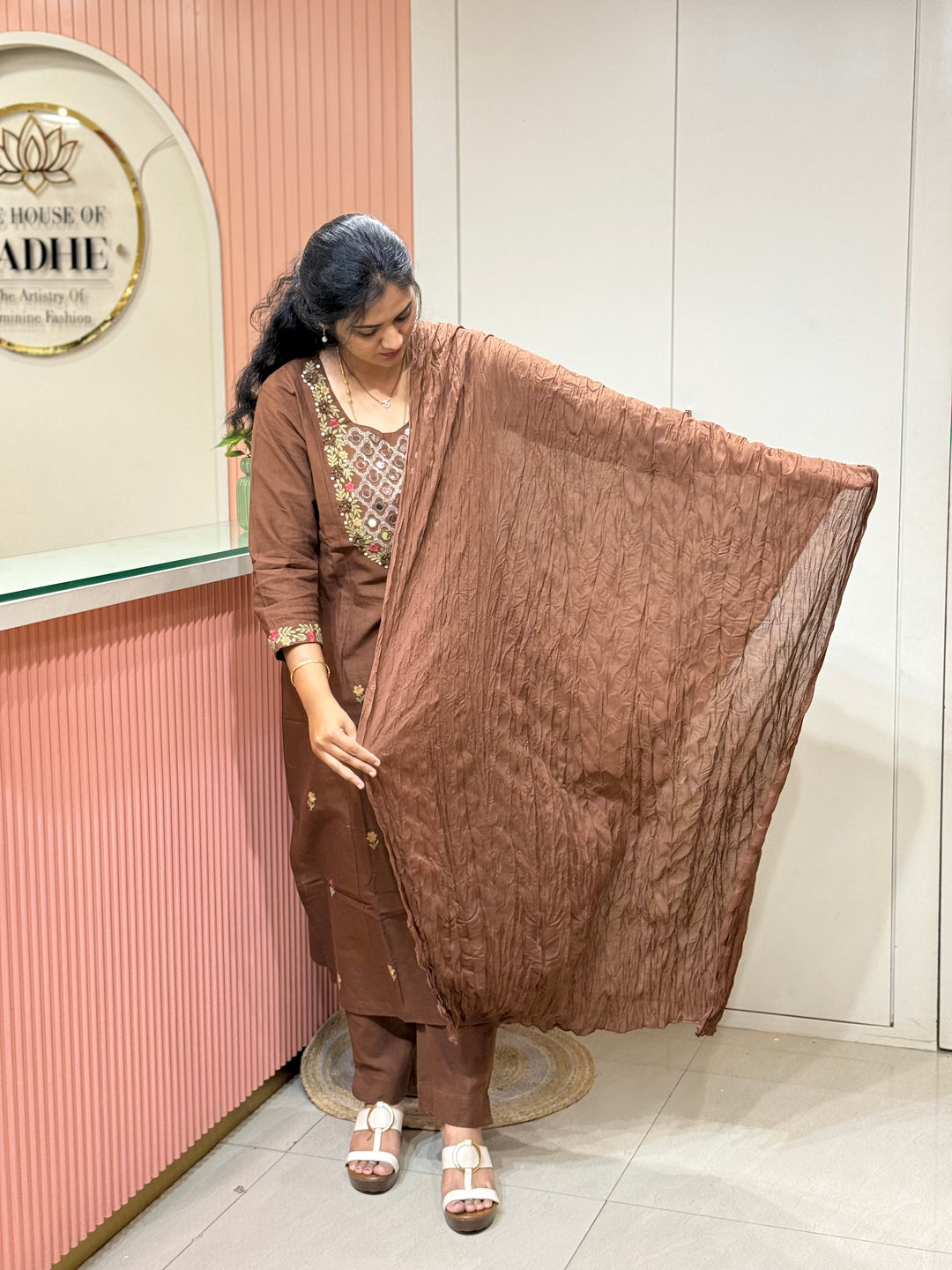Khadi Cotton 3 Pcs Set Collection | Embroidery and Real Mirror Work | R145