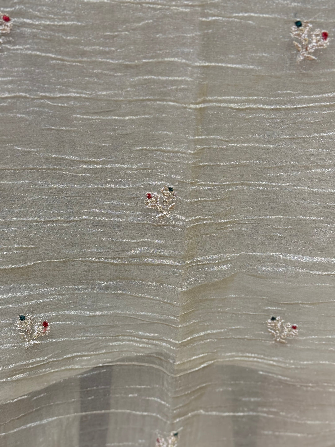 Premium Shimmer Crush Tissue Fabric with Handwork 𝗦𝘂𝗶𝘁 𝗔𝗿𝗿𝗶𝘃𝗲𝗱 ( Cotton Lining )| R228