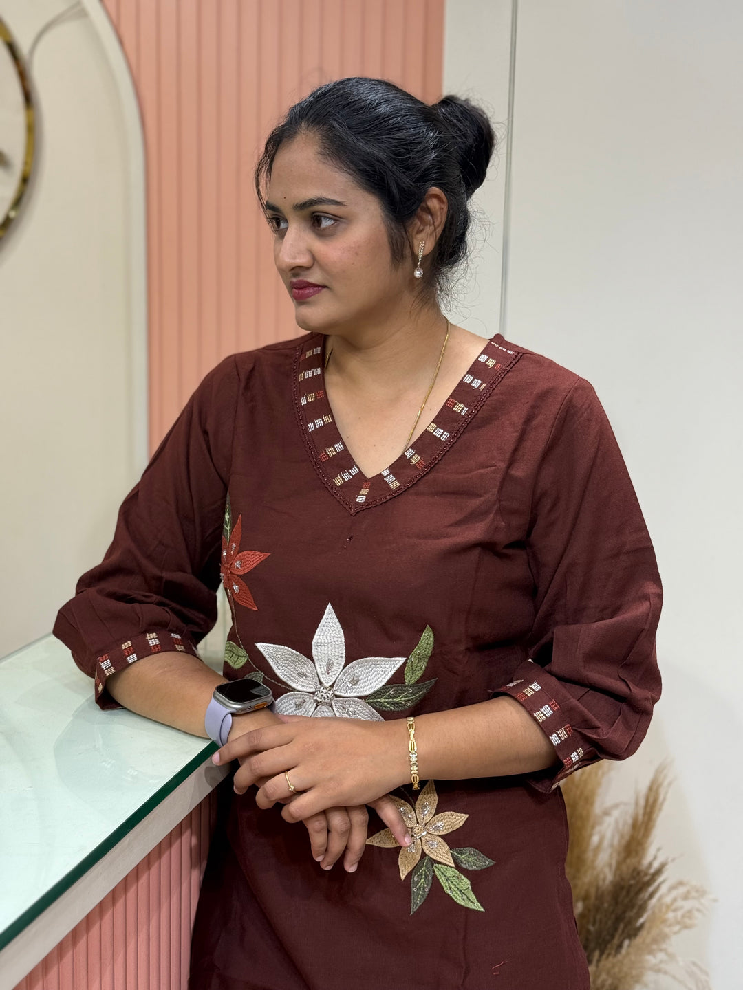 Khadi Cotton Embroidered Two-Piece Co-Ord Set | R167
