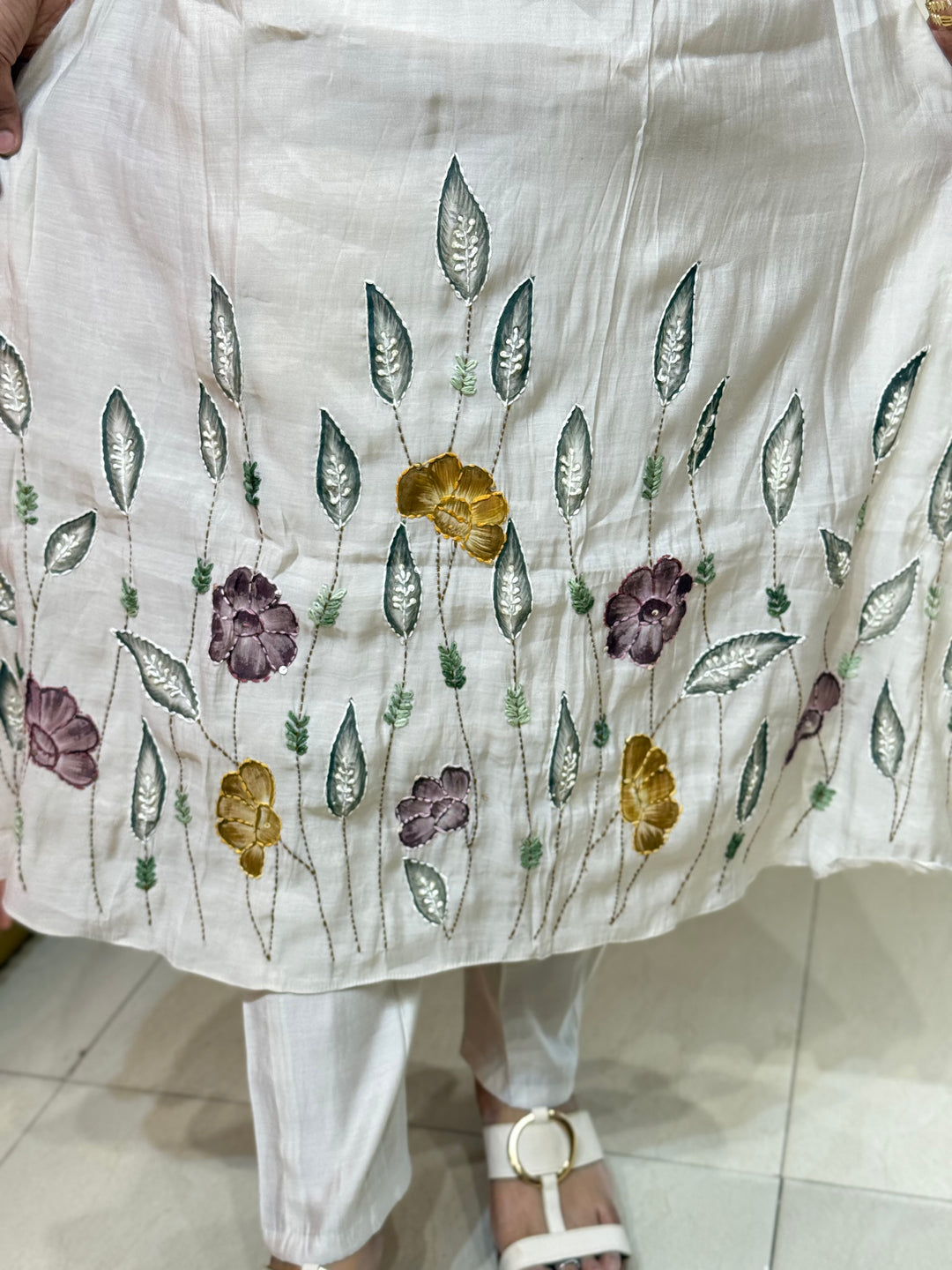 Mul Chanderi Collection with Hand Brush paint and Embroidery work (Cotton Lining) | R206