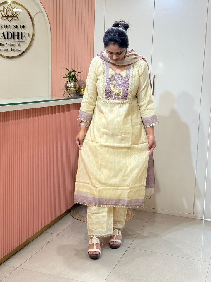 Pure Jamdhani Designer 3 Pcs Set Collection (Cotton Lining)| R211