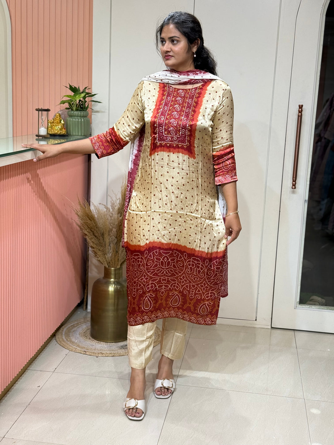 Gaji Satin Collection with Bandini print ( Dupatta Gaji Satin ) | R227