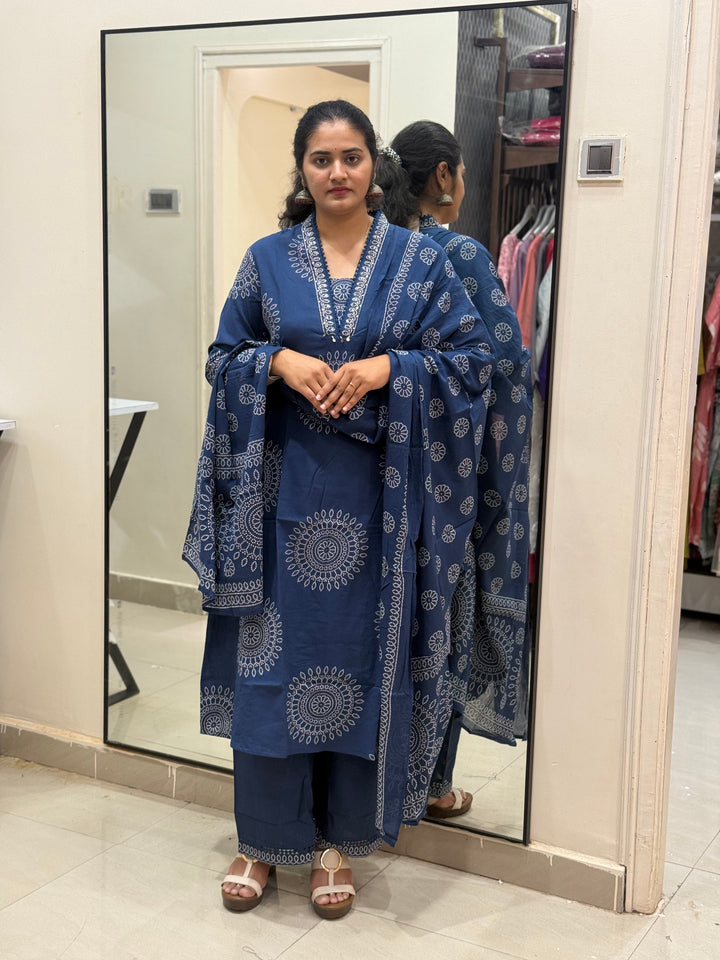60-60 Cotton A-Line 3 Pc Kurta Set with Palazzo – RADHE97