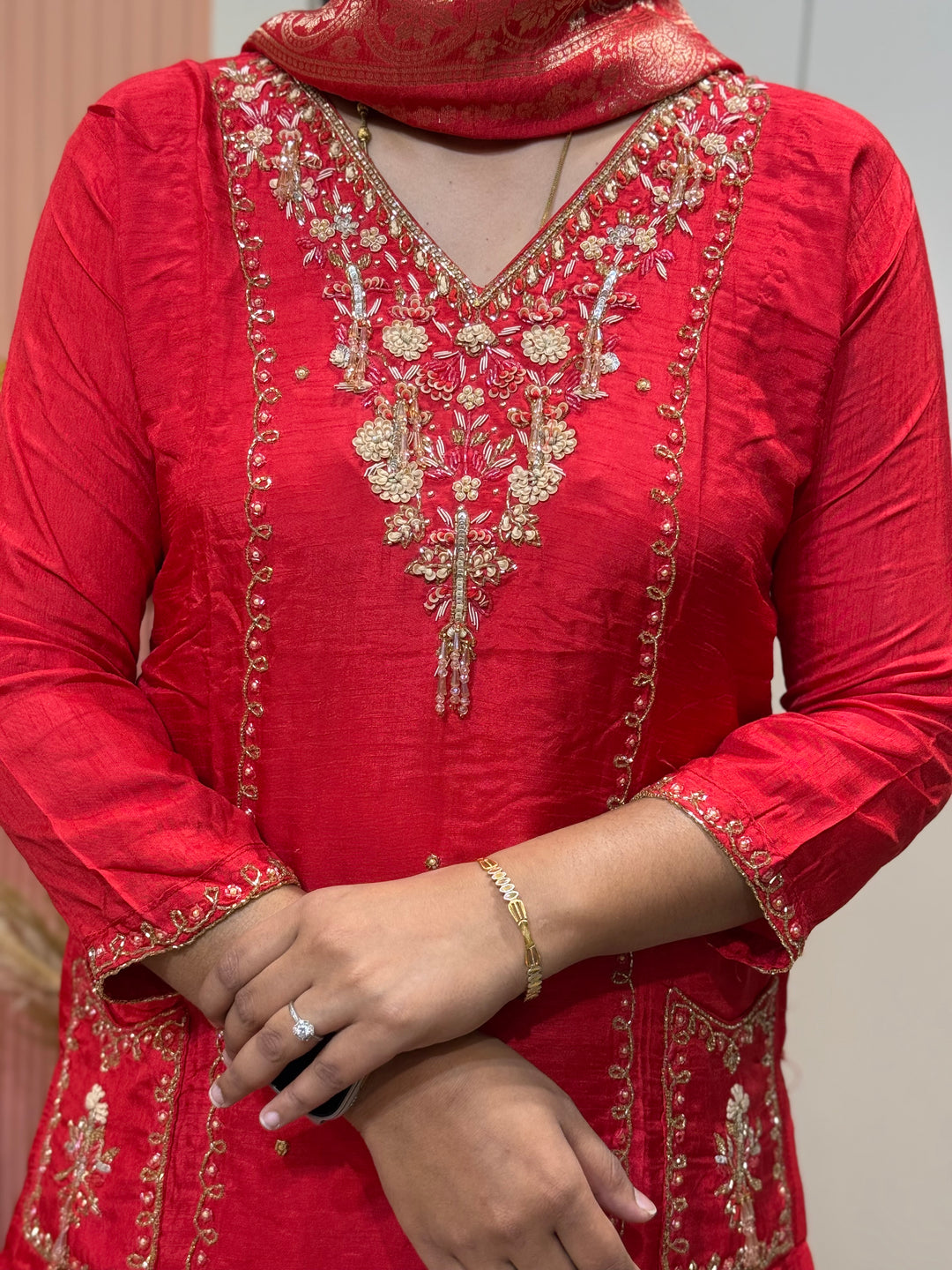 Premium Dola Silk 3 Pc Sets – Handwork Collection | R141