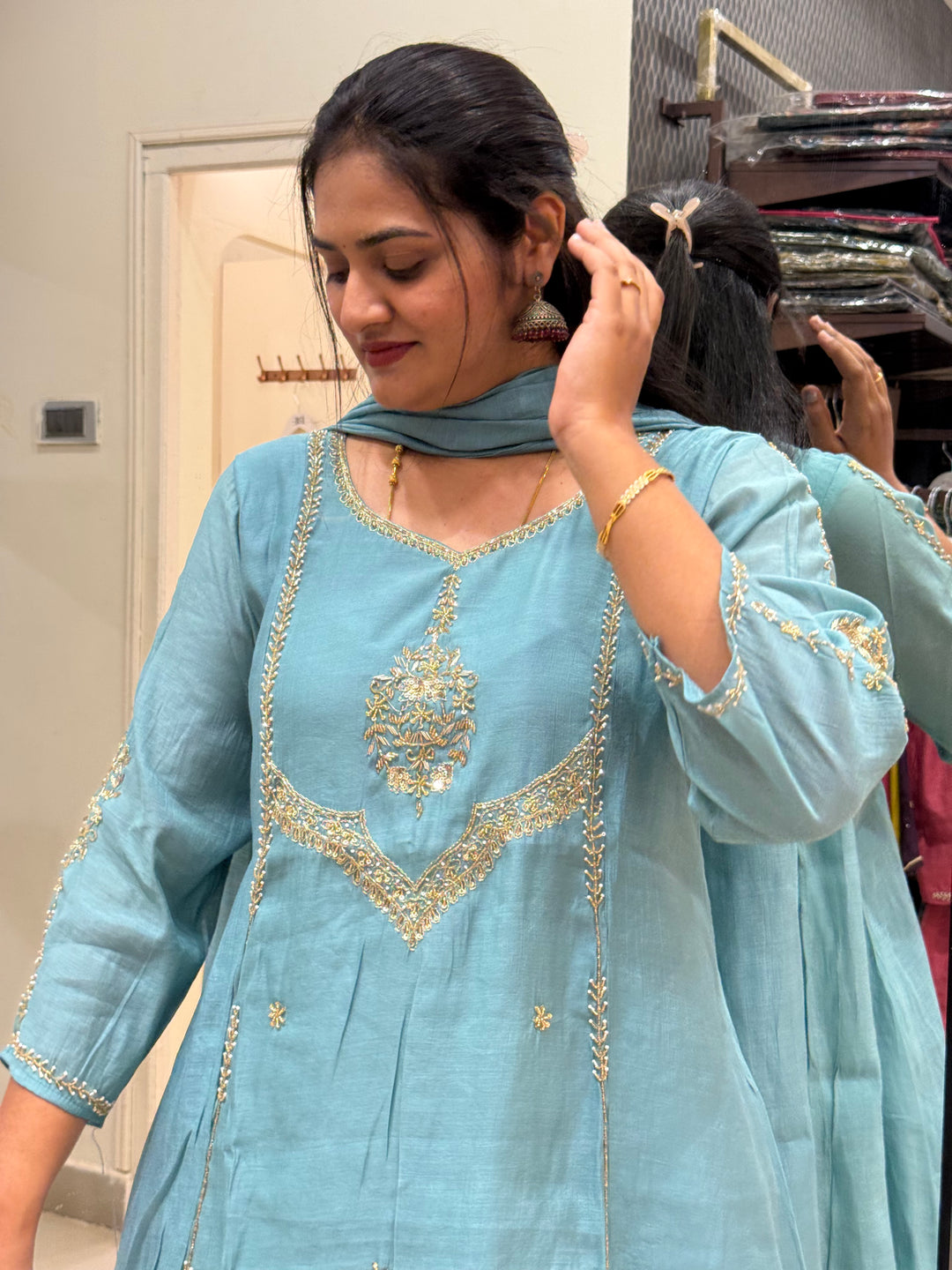 Premium Mul Chanderi with Cut Dana work Party Wear Collection | R206