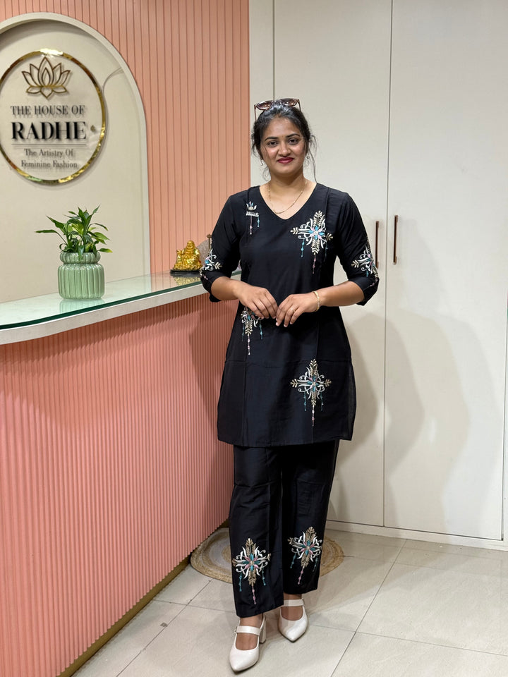 Co-Ord Set Collection with Beautiful Embroidery Design in Top and Bottom | R137