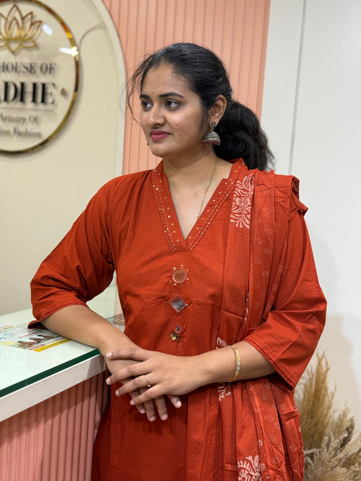 Trending Cotton 3 Pcs Kurta Set for Women Summer Collection |RADHE99