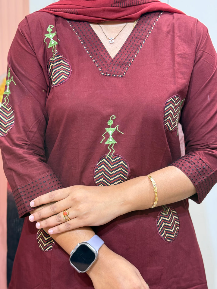 Pure Cotton Dress with Appliqué &amp; Embroidery | R125