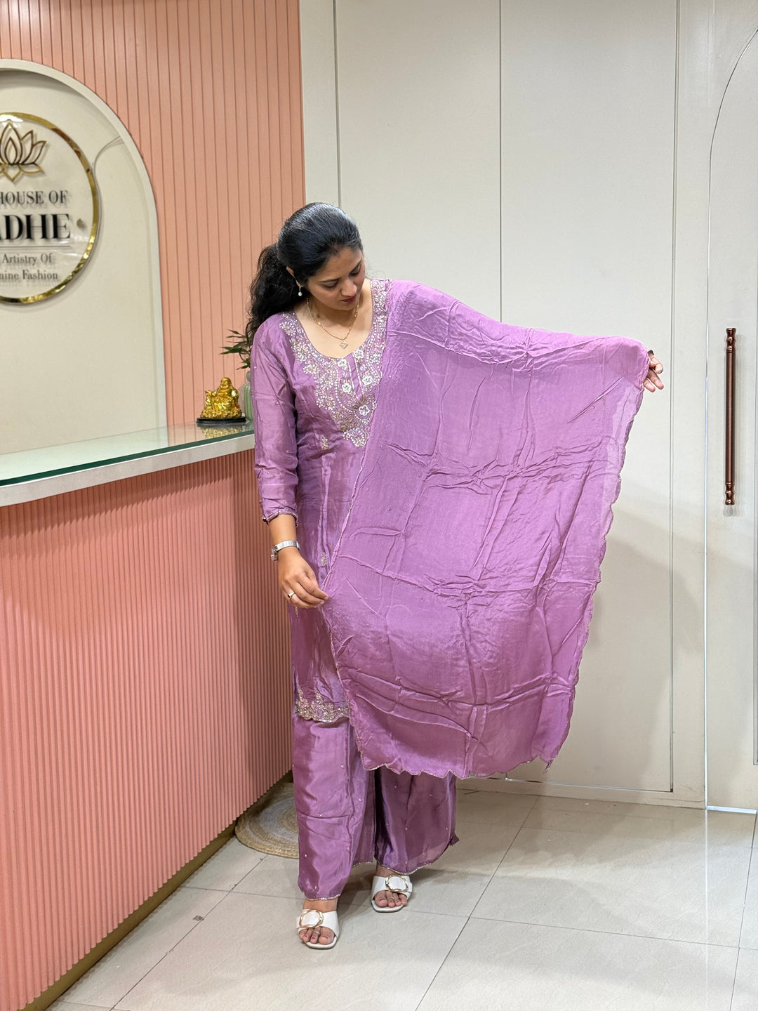 Pure Chinon Heavy Handwork Flared Palazzo Collection | R117