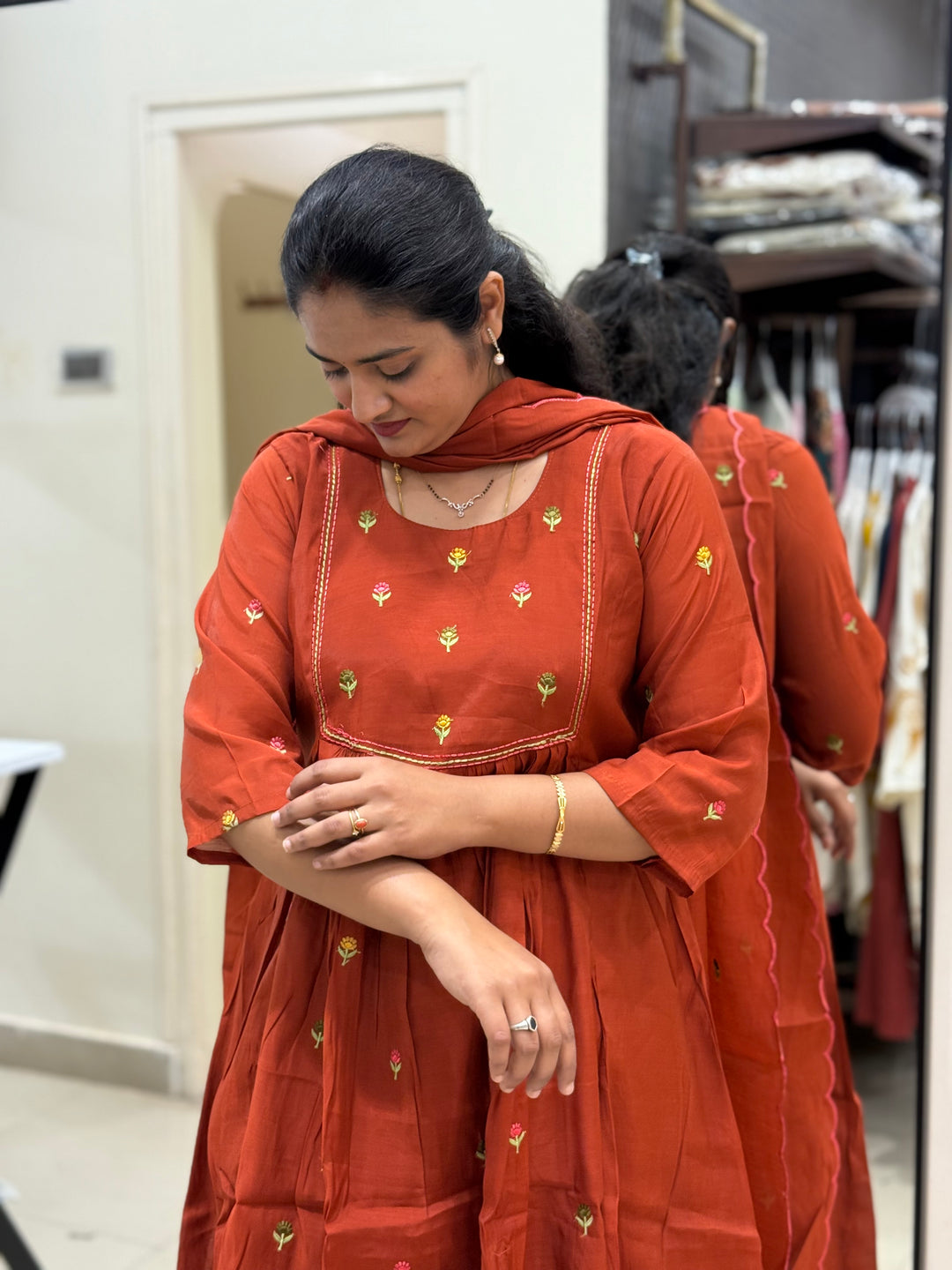 Mul Chanderi with cute Embroidery work | R208