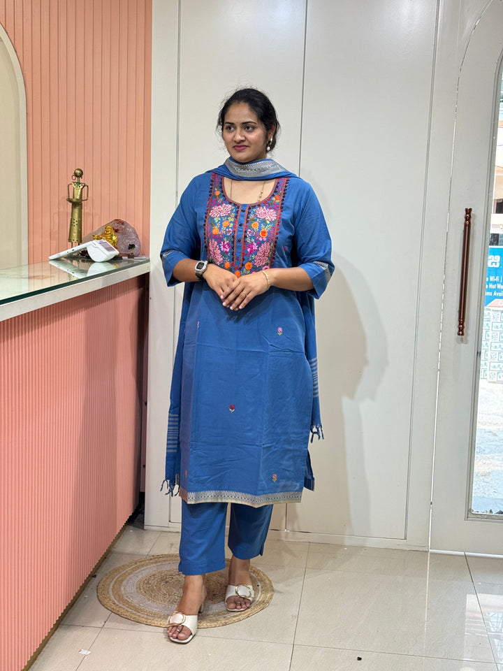Mangalagiri Cotton Heavy Knot Work 3 pcs Set - RADHE22