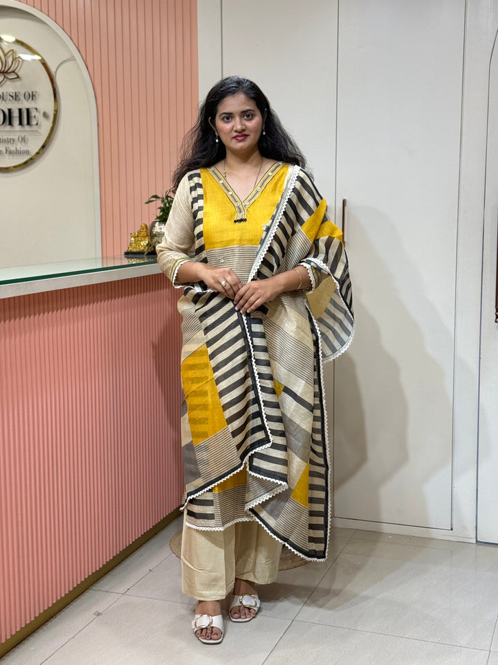 Luxury Pure Linen Collection – Kantha Stitch &amp; Knot Work | R154