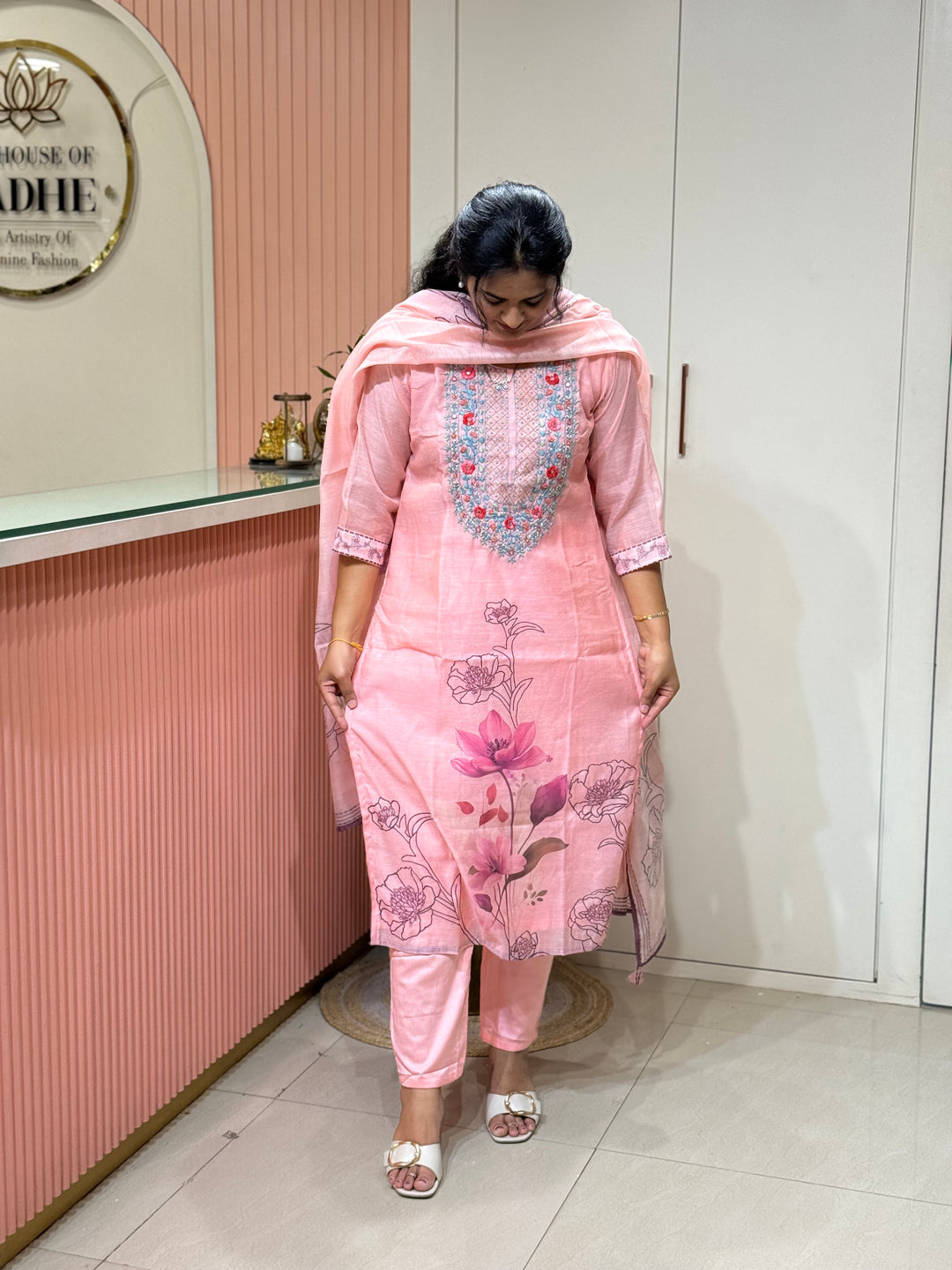 Silk Linen Fabric Collection with Hand Embroidery | R113