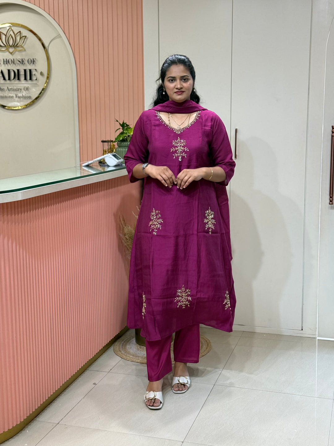 Coral Mul Chanderi with Cut Dana Work | R138