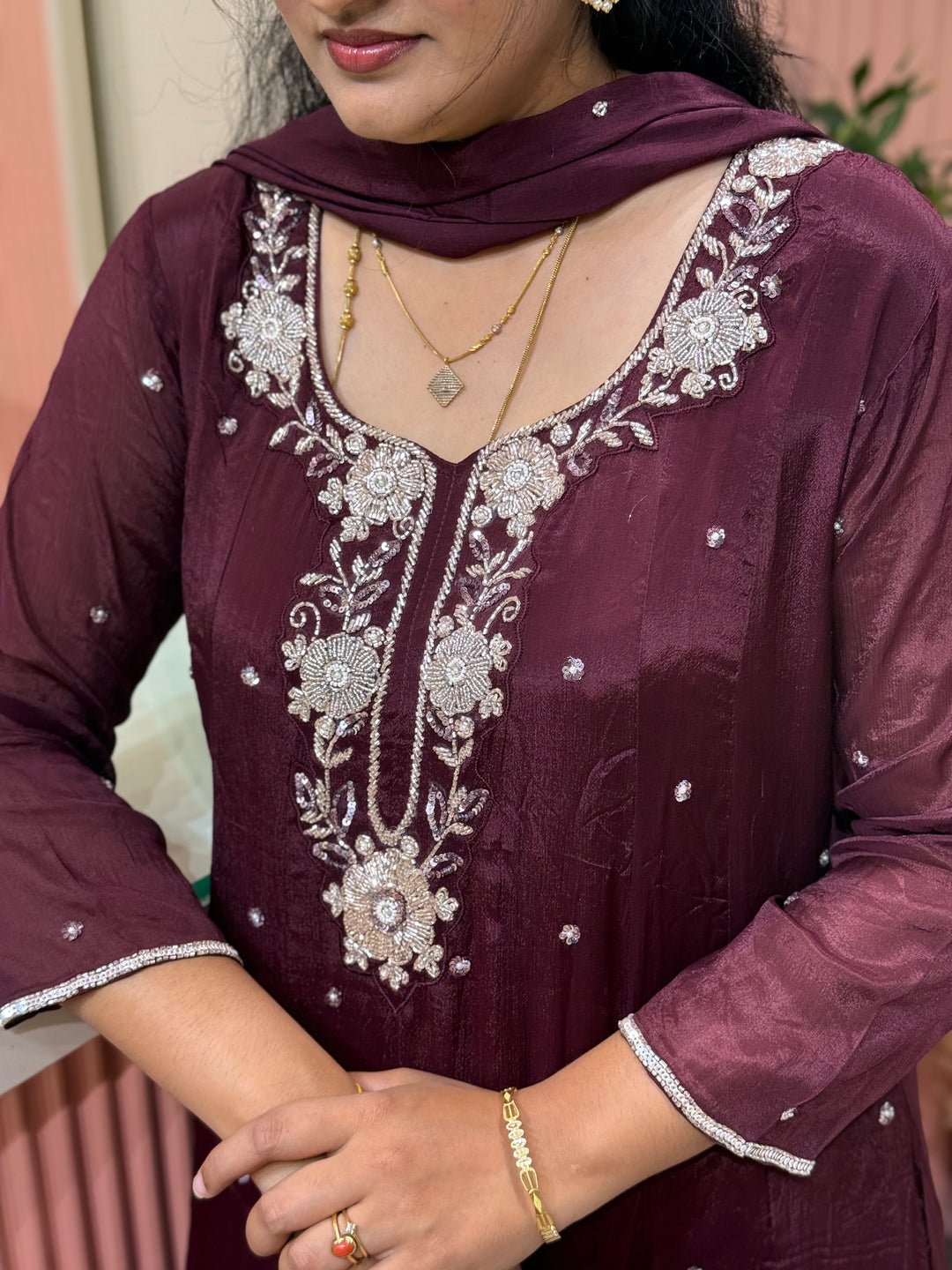 Pure Chinon Handwork Collection Party Wear | R177