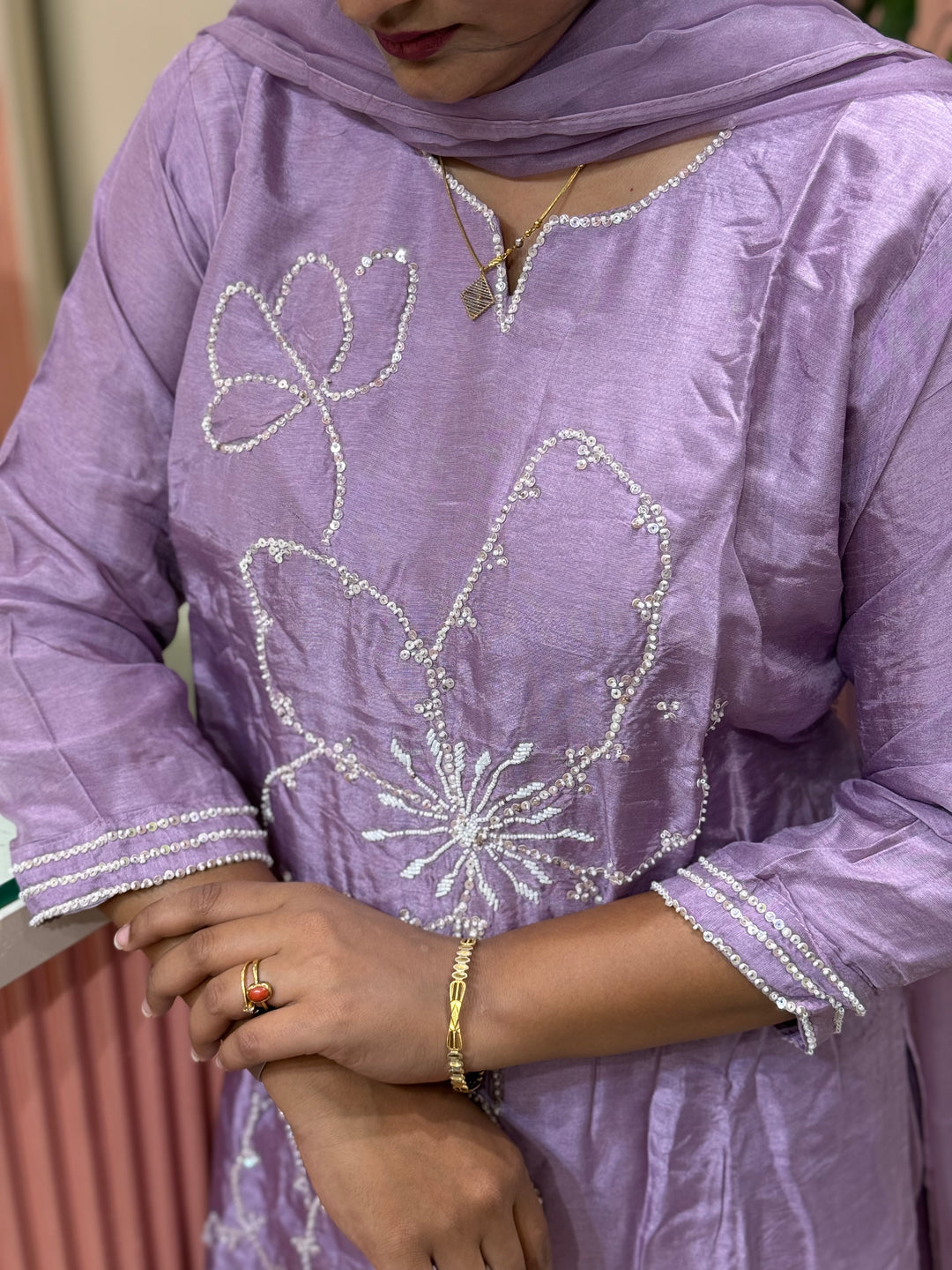 Dola Silk 3 Pcs Set Collection with Floral Work | R217
