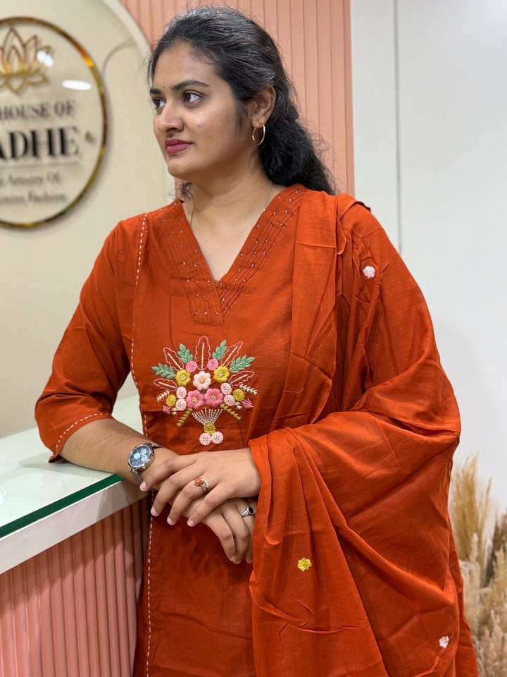 Hand Embroidered 3 Pc Cotton Collection – Summer Special | R166
