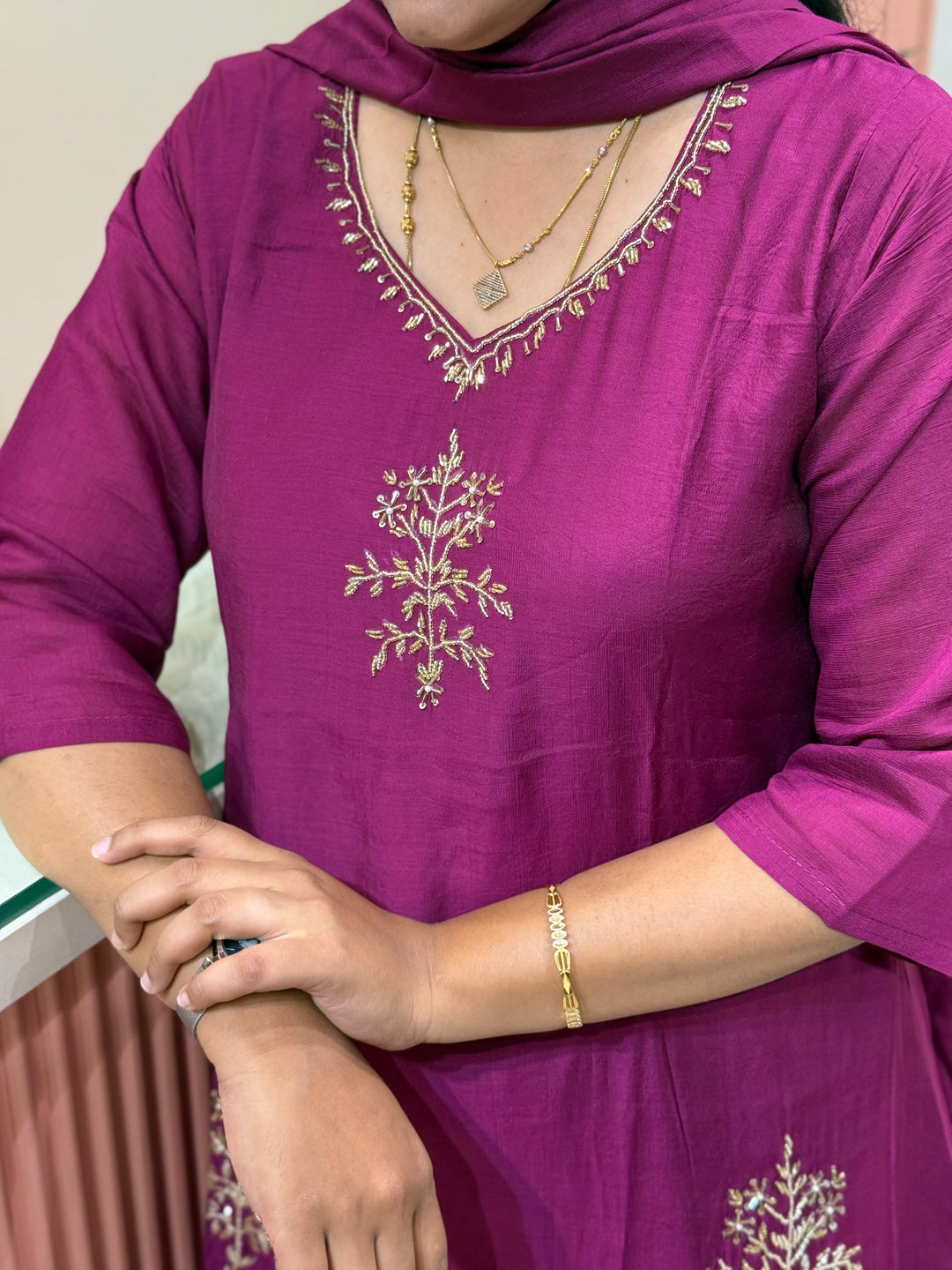 Coral Mul Chanderi with Cut Dana Work | R138
