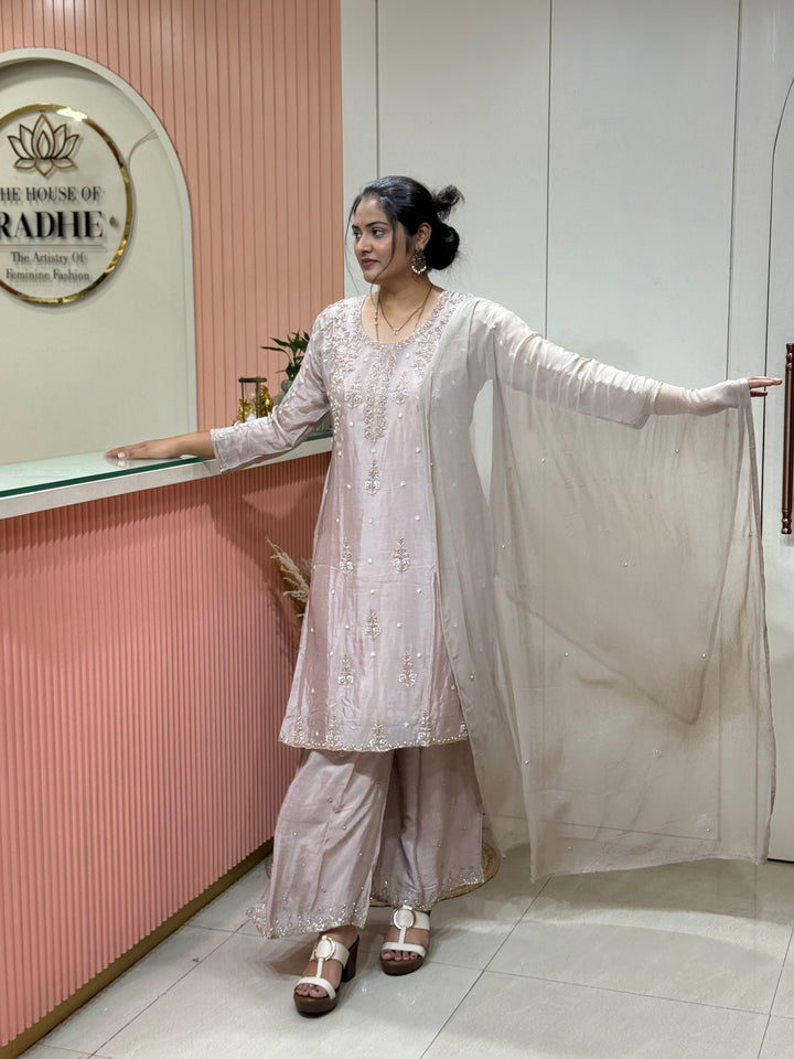 Pure Chinon Heavy Handwork Flared Palazzo Collection | R117