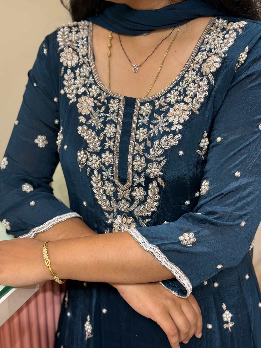 Pure Chinon Festive Collection | Full Handwork, Sequin &amp; Cut Dana | R177