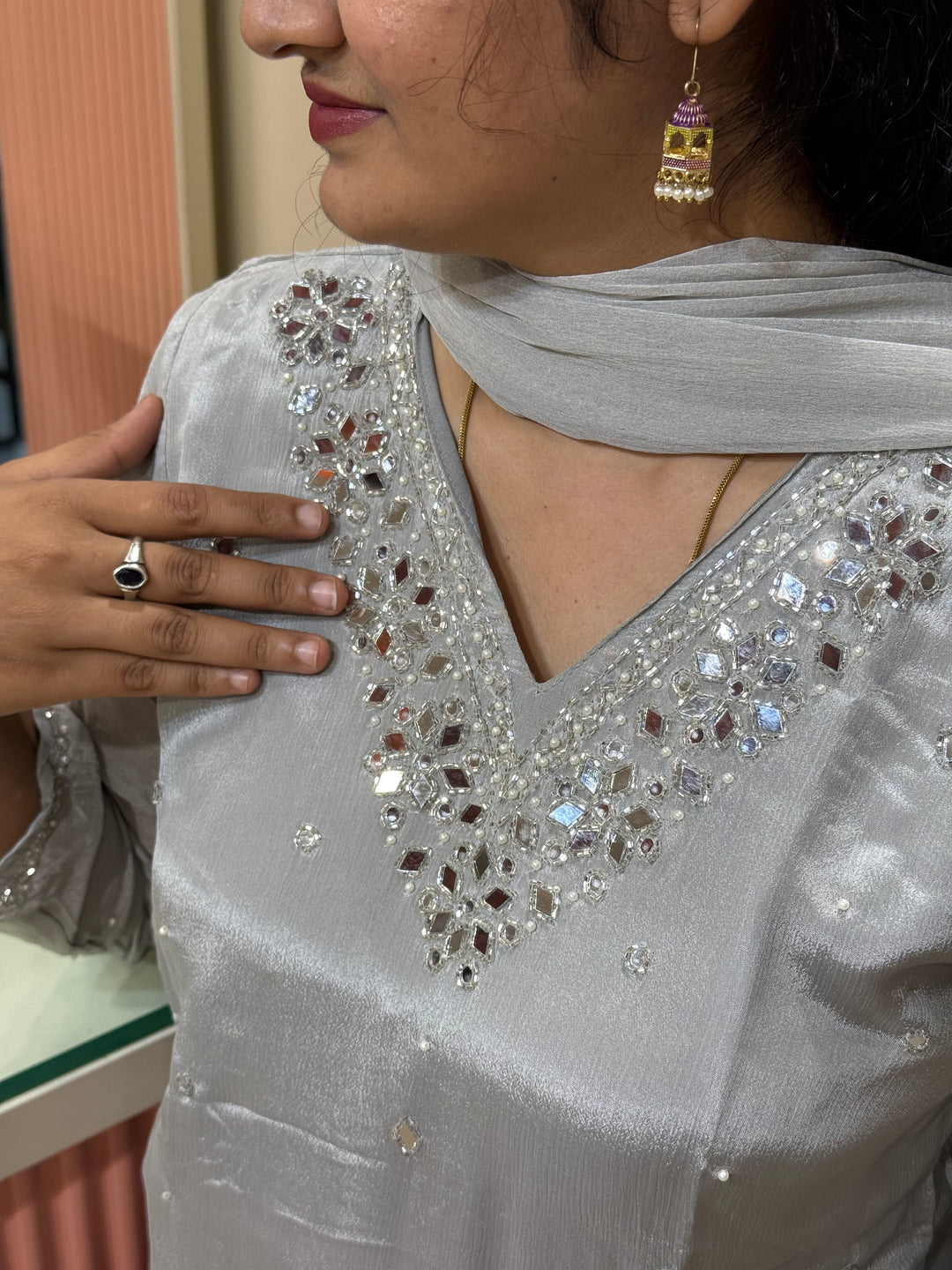 Designer Chinon Collection With Real Mirror Work | R177
