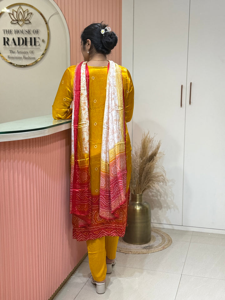 Gaji Satin Collection with Bandini print ( Dupatta Gaji Satin ) | R227