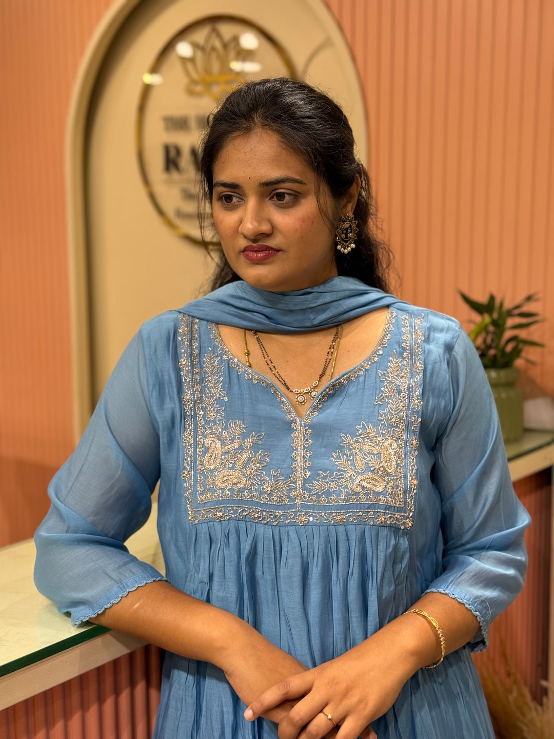 Mul Chanderi Collection with Handwork ( Cotton Lining )| R217