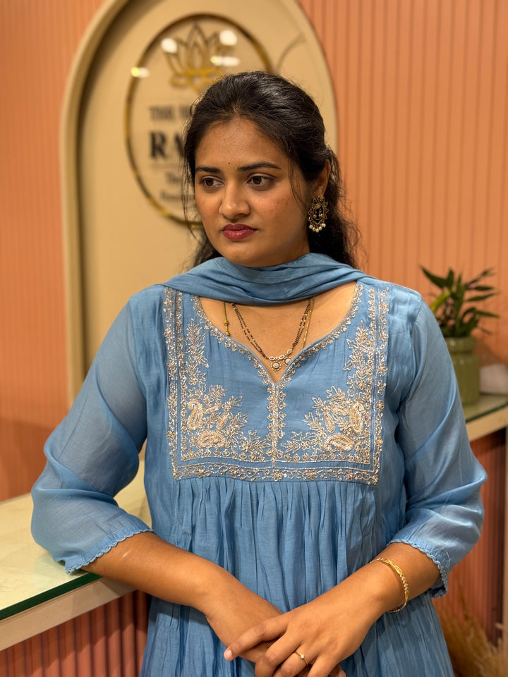 Mul Chanderi Collection with Handwork ( Cotton Lining )| R217