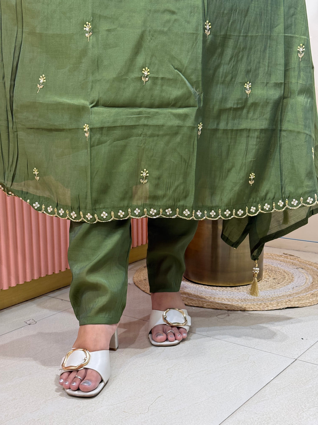 Mul Chanderi semi Party wear | R214