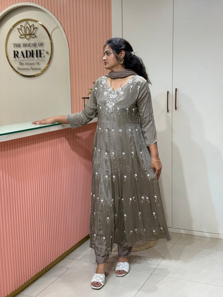 Pure Chinon Festive Collection | Full Handwork, Sequin &amp; Cut Dana | R177