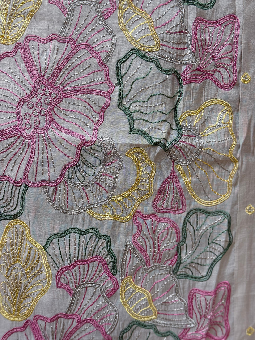 Mul Chanderi with Embroidery work ( Cotton Lining )| R204