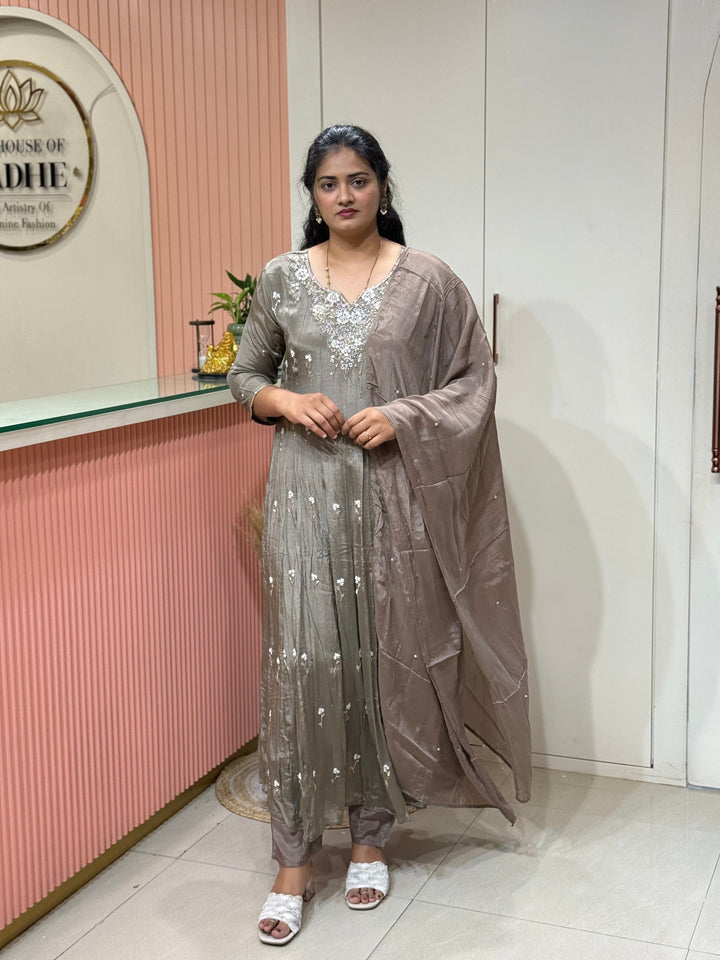 Pure Chinon Festive Collection | Full Handwork, Sequin &amp; Cut Dana | R177