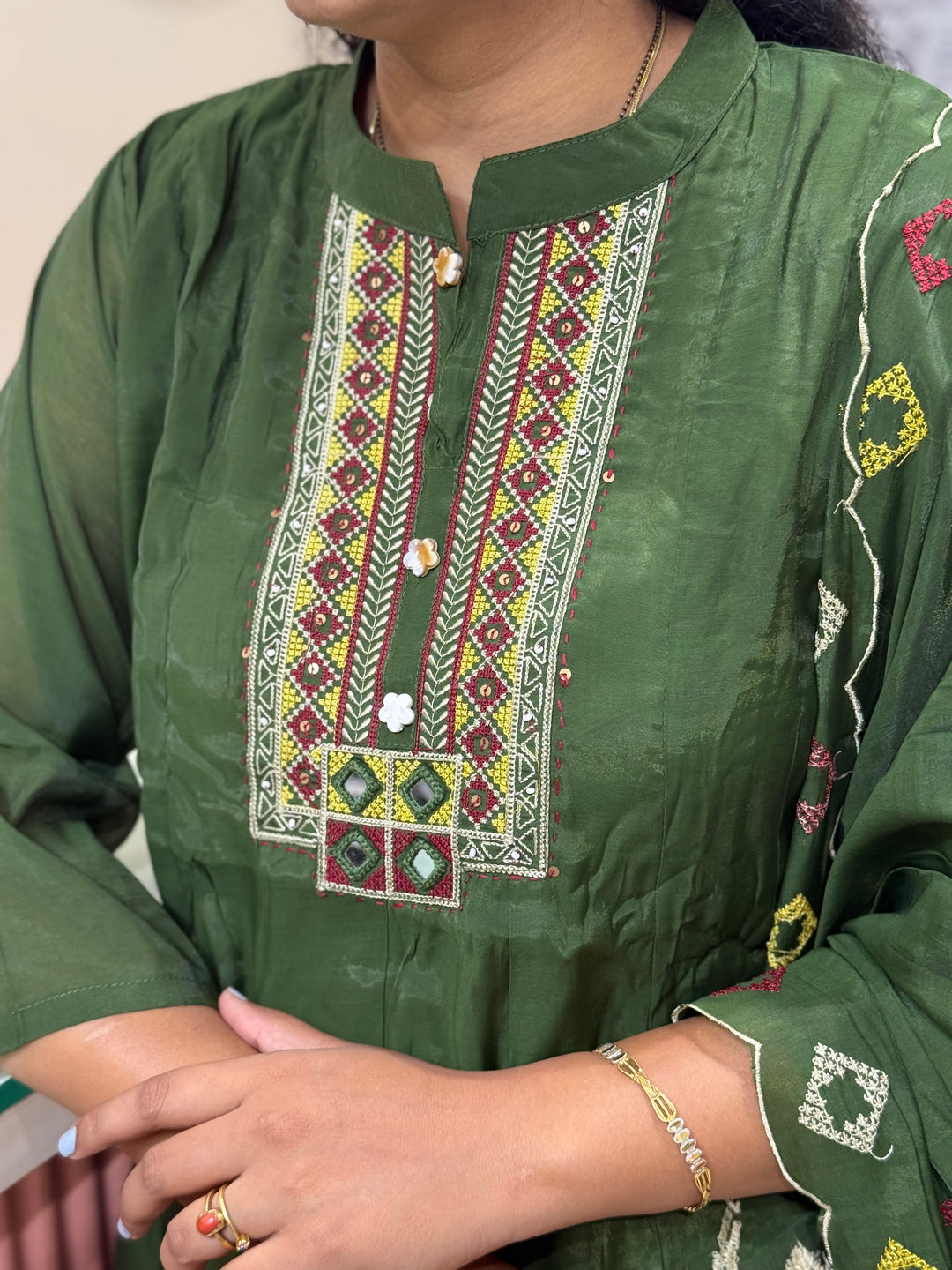 Mul Chanderi Collection with High neck | R216