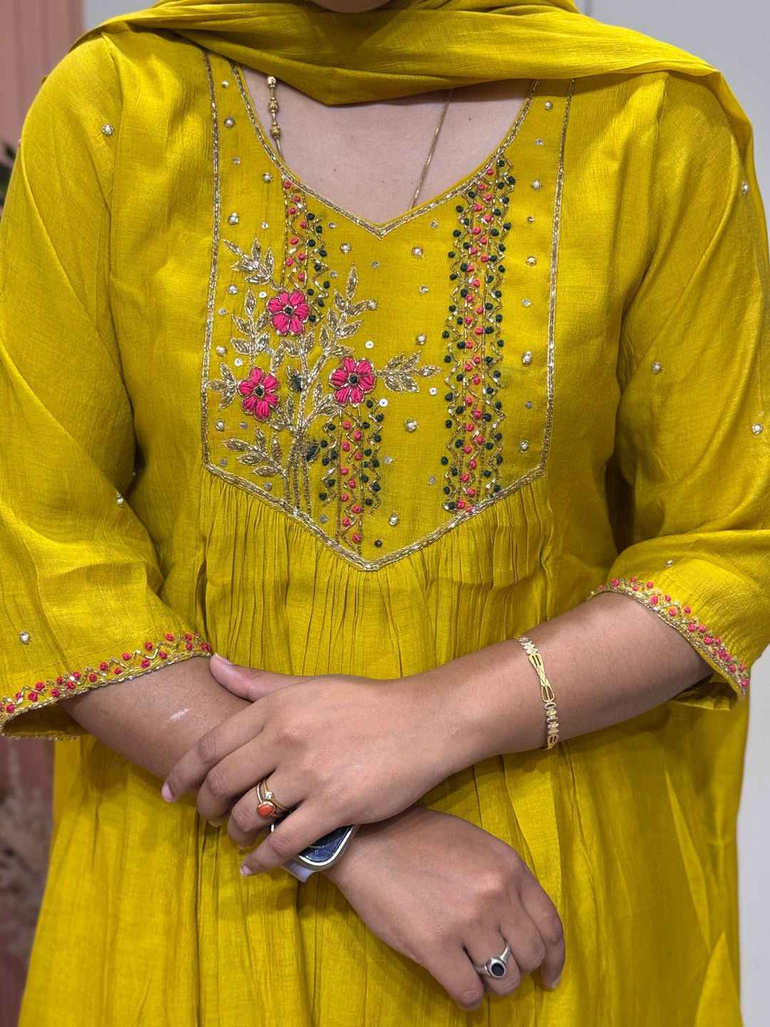 Coral Mul Chanderi Collection Semi Party Wear (Cut Dana &amp; bead Work)| R208