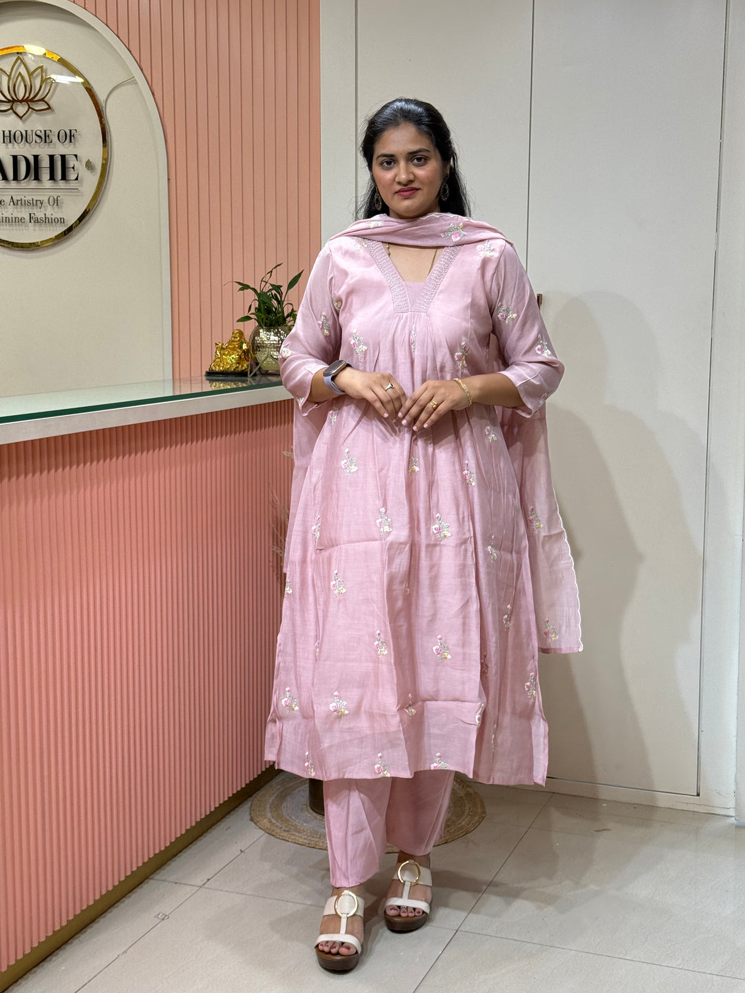 Premium Mul Chanderi with Embroidery work | R179