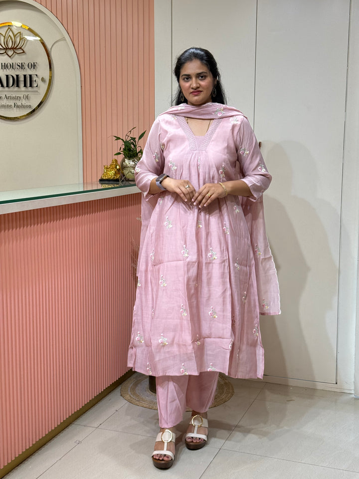 Premium Mul Chanderi with Embroidery work | R179