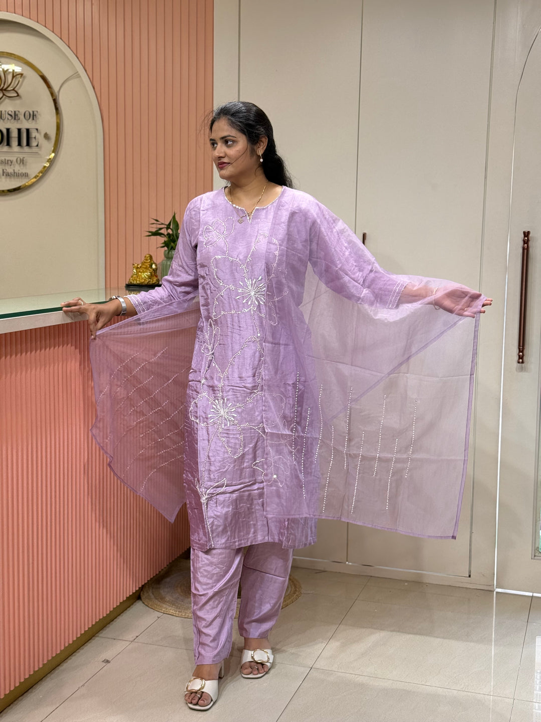 Dola Silk 3 Pcs Set Collection with Floral Work | R217