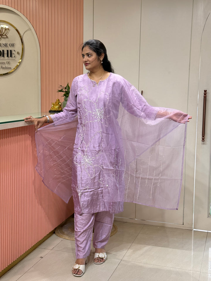 Dola Silk 3 Pcs Set Collection with Floral Work | R217
