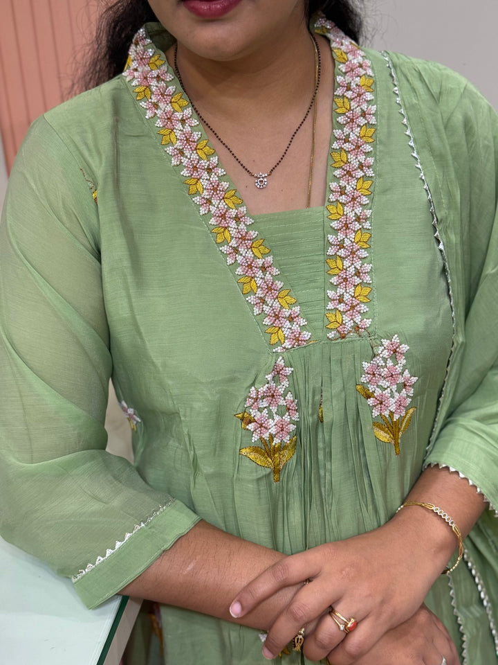 Pure Mul Chanderi handwork collection A Line Pattern | R229
