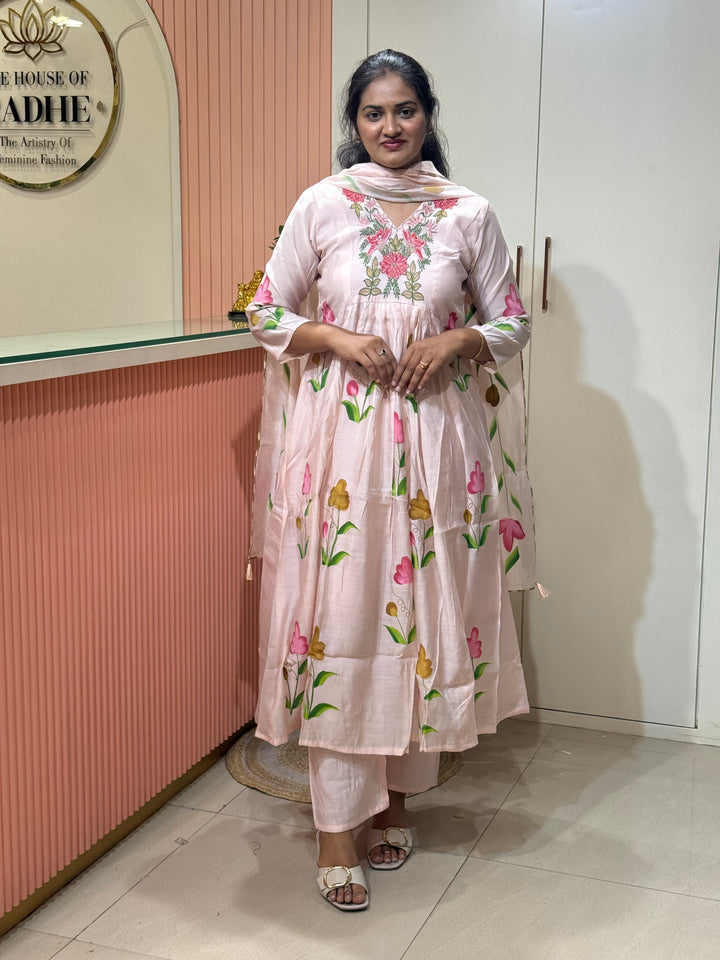 Mul Chanderi Collection with Brush Paint | R209