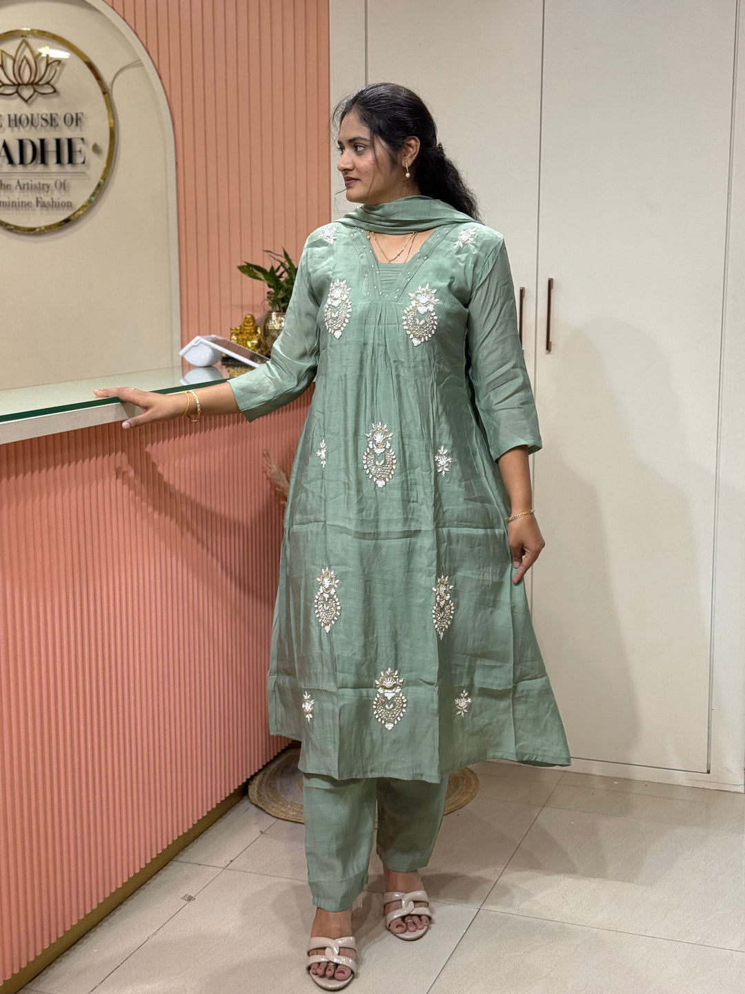 Mul Chanderi With Cut Dana and Zardosi Semi Party Wear Collection | R206