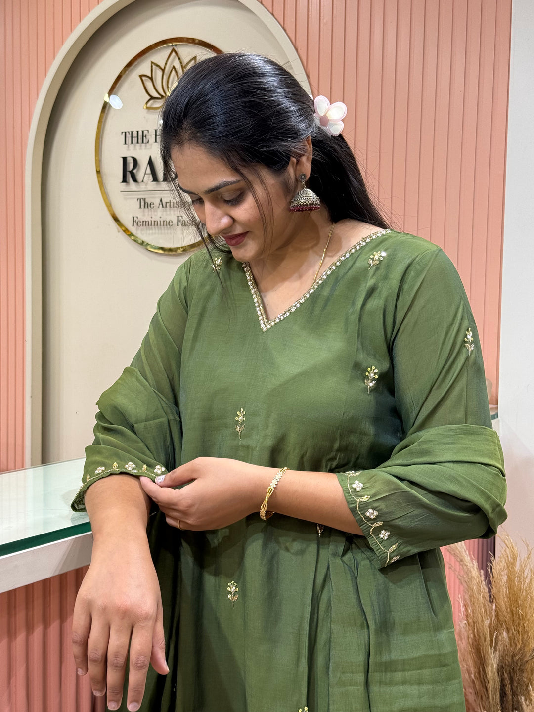 Mul Chanderi semi Party wear | R214